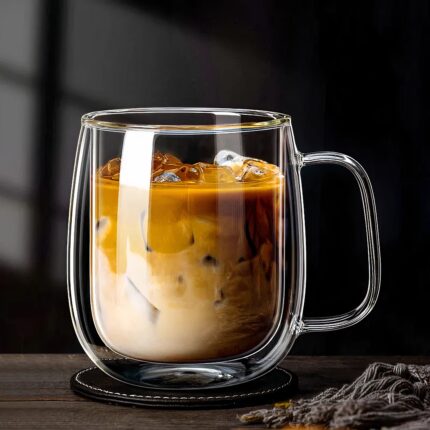 madaxa Double Walled Glass Coffee Cups – Insulated Clear Mugs